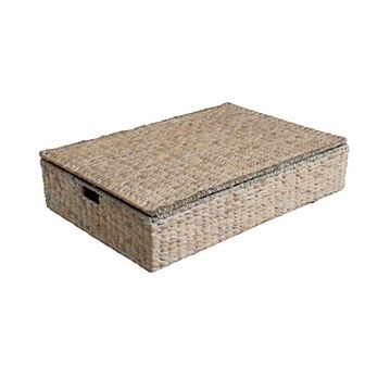 Holden 30" Classic Costal Hand-Woven Hyacinth Wicker Under Bed Storage Basket with Lid