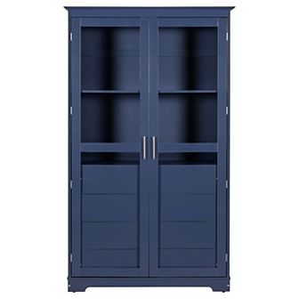 Merax Freestanding Kitchen Pantry Storage Cabinet with Glass Doors & 4 Drawers