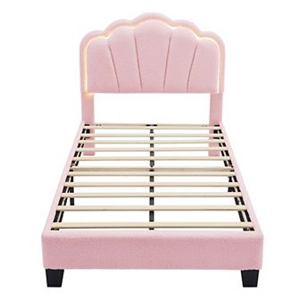 Merax Twin Size Upholstered Flower-Shape Bed, Elegant Flowers Headboard