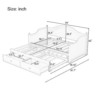 Merax Wood Daybed Extended Bed with Storage Drawers