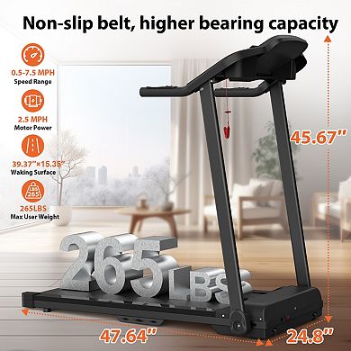 Merax Foldable Treadmill 2.5HP Electric Folding Treadmill Running Walking Machine for Home Gym