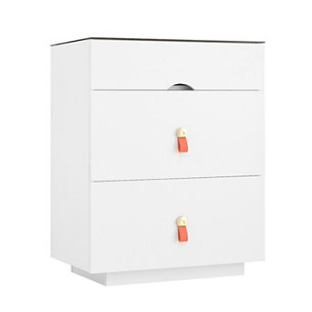 Merax 3-Drawer 30'' Nightstand with LED Light, Modern Nightstand with 3 Storage Drawers