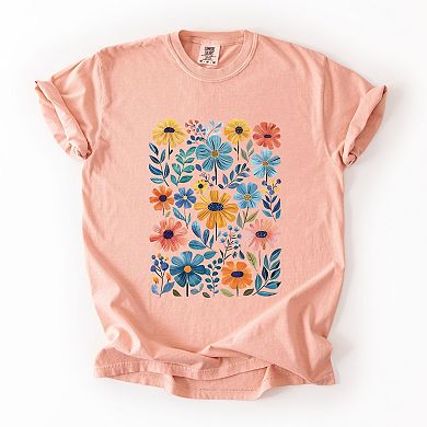 Simply Sage Market Watercolor Daisy Garden Garment Dyed Tee