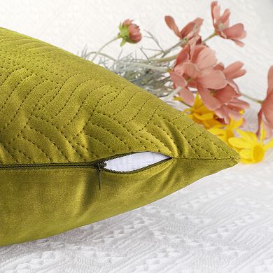 Velvet Knitted Throw Pillow Covers, Pack of 2 Spring Decorative Pillow Cases Square 18" x 18"