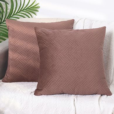 Velvet Knitted Throw Pillow Covers, Pack of 2 Spring Decorative Pillow Cases Square 18" x 18"