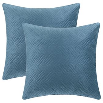 Velvet Knitted Throw Pillow Covers, Pack of 2 Spring Decorative Pillow Cases Square 18" x 18"