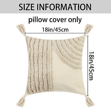 1pcs Boho Throw Pillow Covers with Tassels Woven Tufted Bohemian Cushion Cover 18"x18"