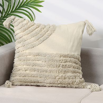 1pcs Boho Throw Pillow Covers with Tassels Woven Tufted Bohemian Cushion Cover 18"x18"