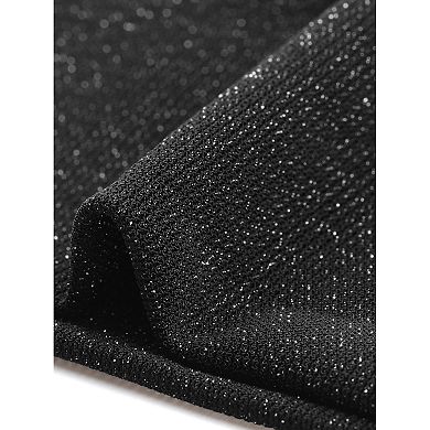 Glitter Tank Top for Women Mock Neck Sleeveless Asymmetrical Hem Blouse