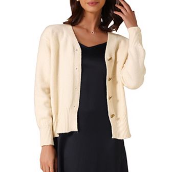 Women's Knit Open Front Button Down Long Sleeve Cardigan Sweater