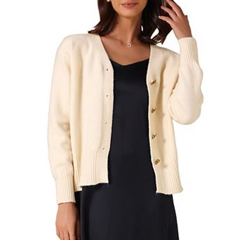 Women's Knit Open Front Button Down Long Sleeve Cardigan Sweater