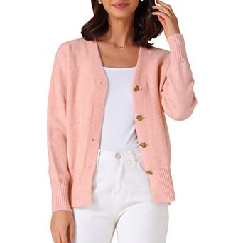 Women's Knit Open Front Button Down Long Sleeve Cardigan Sweater