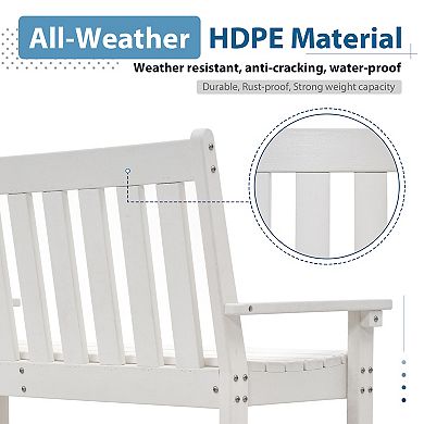 HDPE All Weather Patio Outdoor Garden Bench