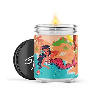 Pink Leopard Tiki Mermaid 16-oz Candle Jar - Volcano