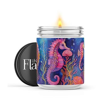 Seahorses Watercolor 16-oz Candle - Sweet Orange & Chili