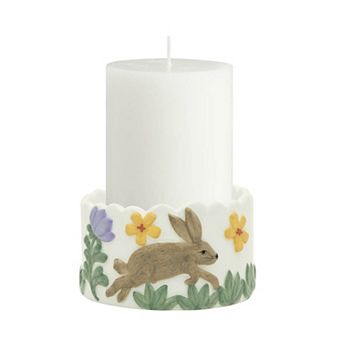 Celebrate Together™ Easter Ceramic Pillar Candle Holder with Bunny & Floral Design