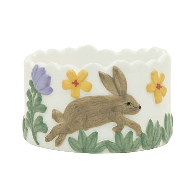 Celebrate Together™ Easter Ceramic Pillar Candle Holder with Bunny & Floral Design
