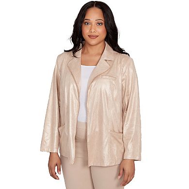 Plus Size Alfred Dunner Faux Suede Shimmer Jacket
