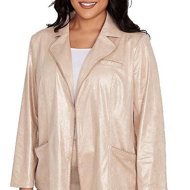 Plus Size Alfred Dunner Faux Suede Shimmer Jacket