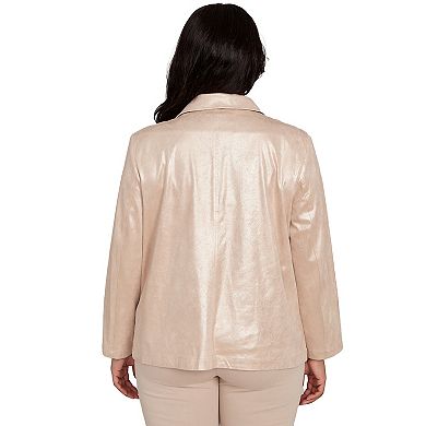 Plus Size Alfred Dunner Faux Suede Shimmer Jacket