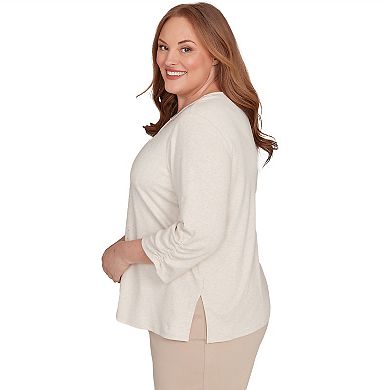 Plus Size Alfred Dunner Center Embellished V-Neck Top