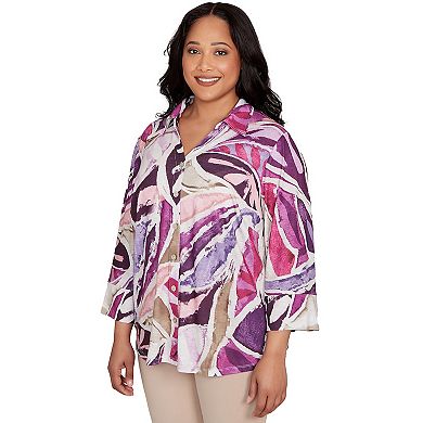 Plus Size Alfred Dunner Abstract Floral Button Front Top