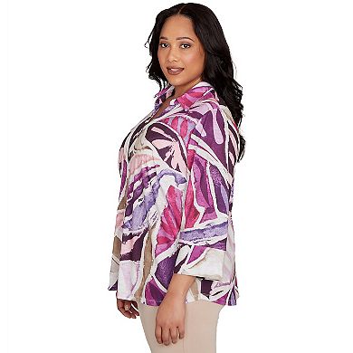Plus Size Alfred Dunner Abstract Floral Button Front Top