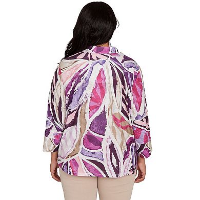 Plus Size Alfred Dunner Abstract Floral Button Front Top