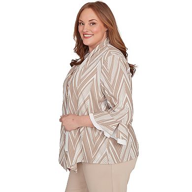 Plus Size Alfred Dunner Exploded Chevron Two-in-One Top with Necklace