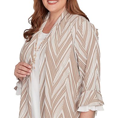 Plus Size Alfred Dunner Exploded Chevron Two-in-One Top with Necklace