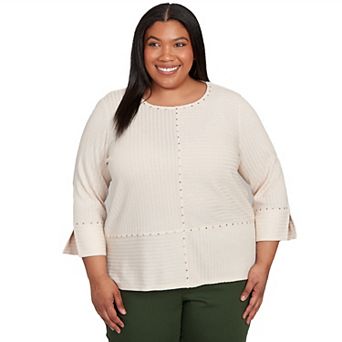Plus Size Alfred Dunner Heat Set Embellished Solid Top