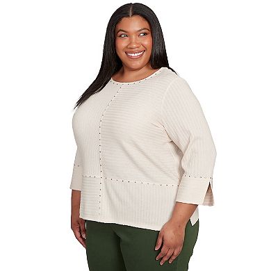 Plus Size Alfred Dunner Heat Set Embellished Solid Top