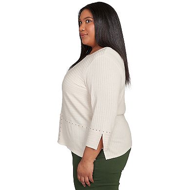 Plus Size Alfred Dunner Heat Set Embellished Solid Top
