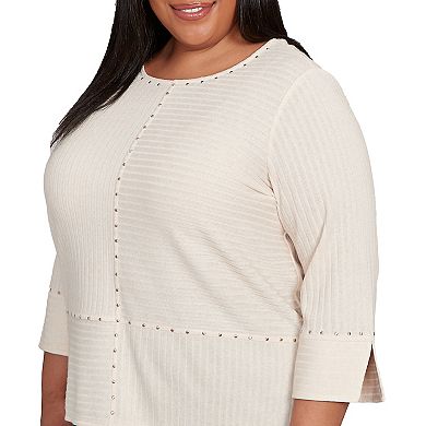 Plus Size Alfred Dunner Heat Set Embellished Solid Top