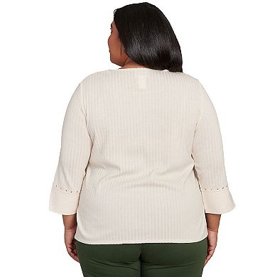 Plus Size Alfred Dunner Heat Set Embellished Solid Top
