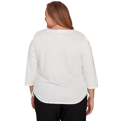 Plus Size Alfred Dunner Asymmetric Floral Side Tie Top