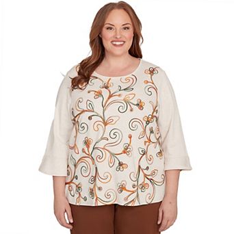 Plus Size Alfred Dunner Textured Scroll Embroidered Top