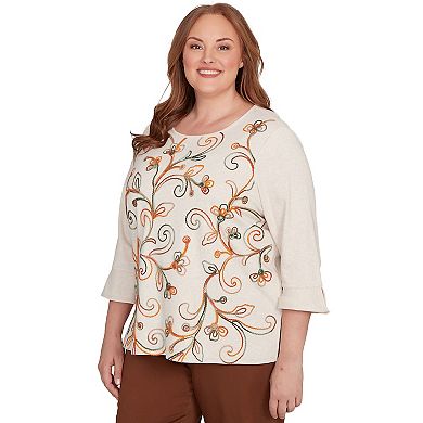 Plus Size Alfred Dunner Textured Scroll Embroidered Top