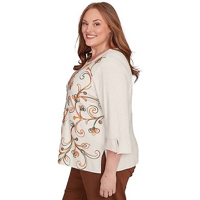 Plus Size Alfred Dunner Textured Scroll Embroidered Top