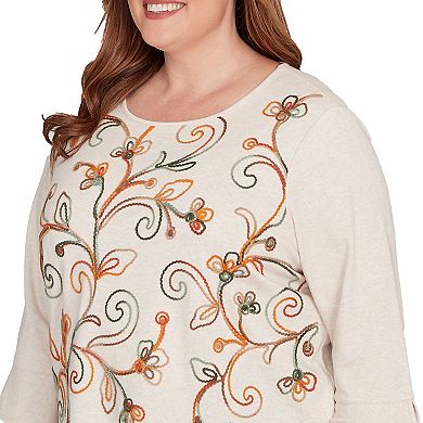 Plus Size Alfred Dunner Textured Scroll Embroidered Top