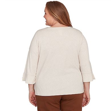 Plus Size Alfred Dunner Textured Scroll Embroidered Top