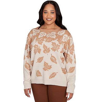 Plus Size Alfred Dunner Falling Leaf Long Sleeve Sweater