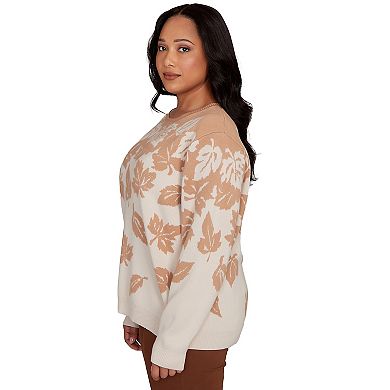 Plus Size Alfred Dunner Falling Leaf Long Sleeve Sweater