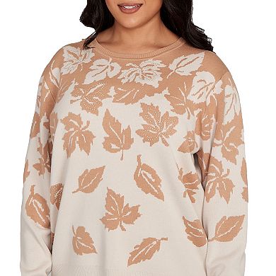 Plus Size Alfred Dunner Falling Leaf Long Sleeve Sweater