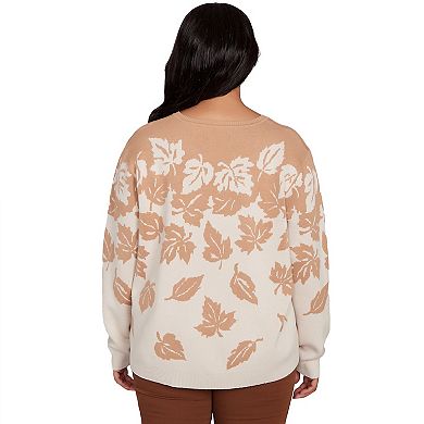 Plus Size Alfred Dunner Falling Leaf Long Sleeve Sweater
