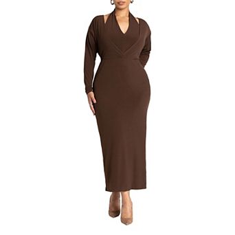 ELOQUII Women's Plus Size Maxi Dress With Halter Layer