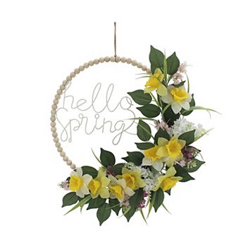 Celebrate Together™ Spring Wood Bead & Floral Wreath