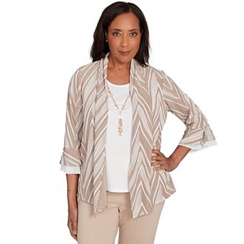 Women's Alfred Dunner Exploded Chevron Two-in-One Top with Necklace