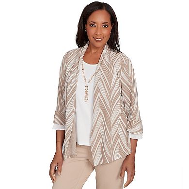 Women's Alfred Dunner Exploded Chevron Two-in-One Top with Necklace