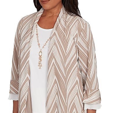 Women's Alfred Dunner Exploded Chevron Two-in-One Top with Necklace